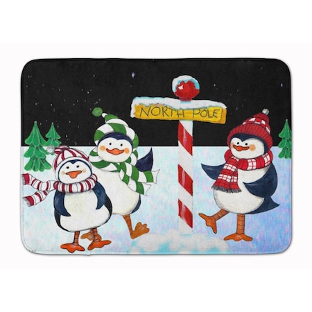 Carolines Treasures North Pole Welcomes You Penguins Machine Washable Memory Foam Mat PJC1082RUG